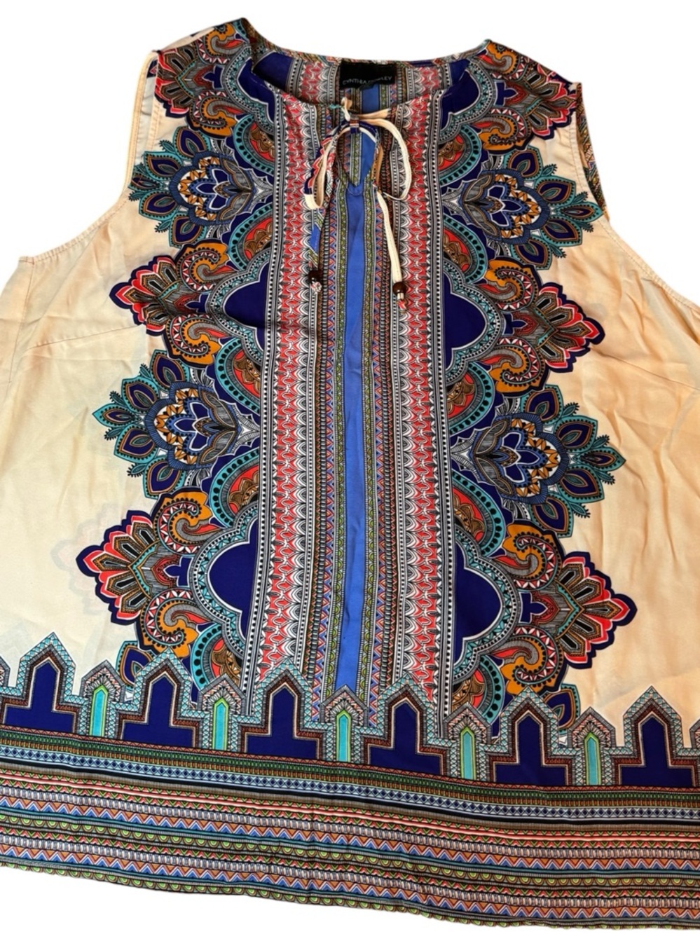 Cynthia Rowley Boho Tunic Top 2X Plus Size Festival Chic